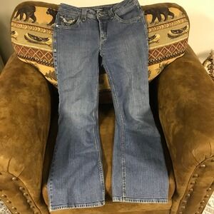 French Cuff Women's Jeans Size 10 Blue Wash Flare Leg Embellished Pockets